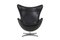 Black Leather Egg Chair by Arne Jacobsen for Fritz Hansen, 1950s 1