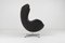 Chaise Œuf en Cuir Noir par Arne Jacobsen pour Fritz Hansen, années 50 6