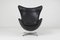 Egg Chair in pelle nera di Arne Jacobsen per Fritz Hansen, anni '50, Immagine 5