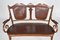 Antique Art Nouveau Bentwood and Leather Living Room Set from Fischel, Set of 5, Image 4
