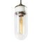 Vintage Industrial Brass, White Porcelain, and Clear Glass Ceiling Lamp, 1950s, Image 3