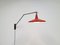 Dutch Adjustable Model Panama Red Wall Lamp by Wim Rietveld for Gispen, 1950s 15