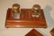 Antique Inlaid Wood and Brass Desk Set, Set of 3 3