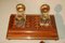 Antique Inlaid Wood and Brass Desk Set, Set of 3 8