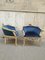 Fauteuils Antiques en Velours Bleu, Italie, Set de 2 2