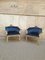 Fauteuils Antiques en Velours Bleu, Italie, Set de 2 7