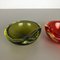 Mid-Century Red and Green Murano Sommerso Glass Shell Bowls from Cenedese Vetri, Set of 2 5