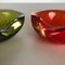 Rote & grüne Mid-Century Murano Sommerso Glasschalen von Cenedese Vetri, 2er Set 12