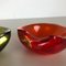 Rote & grüne Mid-Century Murano Sommerso Glasschalen von Cenedese Vetri, 2er Set 2