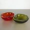 Mid-Century Red and Green Murano Sommerso Glass Shell Bowls from Cenedese Vetri, Set of 2 1