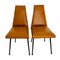 Sillas de escritorio vintage de cuero sintético marrón y metal, años 60. Juego de 2, Imagen 7