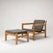 Danish Model 227 & 228 Armchair and Footstool Set from Børge Mogensen, 1960s, Set of 2 2