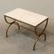 French Marble and Gilded Wrought Iron Side Table, 1940s, Image 1