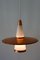 Copper & Opaline Glass Sputnik Ceiling Lamp, 1950s 5