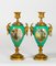 Antike Kerzenhalter aus Porzellan & goldener Bronze, 2er Set 1