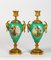 Antique Porcelain and Golden Bronze Candleholders, Set of 2 1