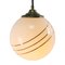 Mid-Century Opaline Glass and Brass Pendant Lamp, Image 2