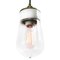 Mid-Century Industrial White Porcelain, Clear Glass, and Brass Pendant Lamp 3