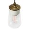 Mid-Century Industrial White Porcelain, Clear Glass, and Brass Pendant Lamp 2
