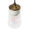 Mid-Century Industrial White Porcelain, Clear Glass, and Brass Pendant Lamp, Image 2