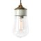Lampe à Suspension Mid-Century Industrielle en Porcelaine Blanche, Verre Transparent et Laiton 1