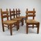Mid-Century Brutalist Oak and Straw Dining Chairs, Set of 4 2