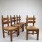 Mid-Century Brutalist Oak and Straw Dining Chairs, Set of 4 7