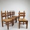 Mid-Century Brutalist Oak and Straw Dining Chairs, Set of 4, Image 7