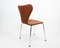 Sedie da pranzo nr. 3107 in pelle color cognac di Arne Jacobsen per Fritz Hansen, anni '80, set di 4, Immagine 3