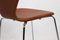 Sedie da pranzo nr. 3107 in pelle color cognac di Arne Jacobsen per Fritz Hansen, anni '80, set di 4, Immagine 8