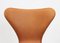 Sillas de comedor modelo 3107 de cuero coñac de Arne Jacobsen para Fritz Hansen, años 80. Juego de 4, Imagen 6