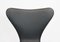 Silla de comedor modelo 3107 de cuero negro de Arne Jacobsen para Fritz Hansen, años 80, Imagen 4