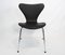 Model 3107 Dining Chair in Black Leather by Arne Jacobsen for Fritz Hansen, 1980s 1
