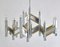 Large Vintage Chromed Metal and Brass Chandelier from Sciolari, 1970s 1