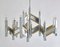 Large Vintage Chromed Metal and Brass Chandelier from Sciolari, 1970s 5
