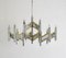 Large Vintage Chromed Metal and Brass Chandelier from Sciolari, 1970s 1