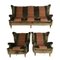 Vintage Brown Velvet Sofa and Armchairs Set, 1950s, Set of 3, Image 1