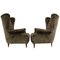 Vintage Brown Velvet Sofa and Armchairs Set, 1950s, Set of 3 3