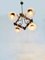 Vintage Scandinavian Metal, Brass, and Wood 4-Arm Chandelier, 1970s 11