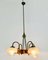 Vintage Scandinavian Metal, Brass, and Wood 4-Arm Chandelier, 1970s 6