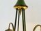 Lampadario a quattro braccia vintage in metallo, ottone e legno, Scandinavia, anni '70, Immagine 7