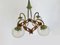 Vintage Scandinavian Metal, Brass, and Wood 4-Arm Chandelier, 1970s 1