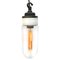 Mid-Century Industrial Porcelain, Clear Glass, and Cast Iron Ceiling Lamp, Image 2