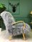 Vintage Art Deco Gray Sheepskin Armchair 4
