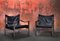 Mid-Century Safari Leather Lounge Chairs by Johanson Design, Set of 2 1