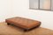 Sofá cama de haya lacada en gris y cuero marrón, años 60, Imagen 2