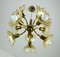 Brass and Amber Glass Ceiling Lamp, 1970s 5