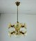 Brass and Amber Glass Ceiling Lamp, 1970s, Image 1