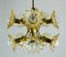 Brass and Amber Glass Ceiling Lamp, 1970s 11