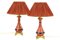 Antique French Orange Porcelain Table Lamps, 1880s, Set of 2, Image 1